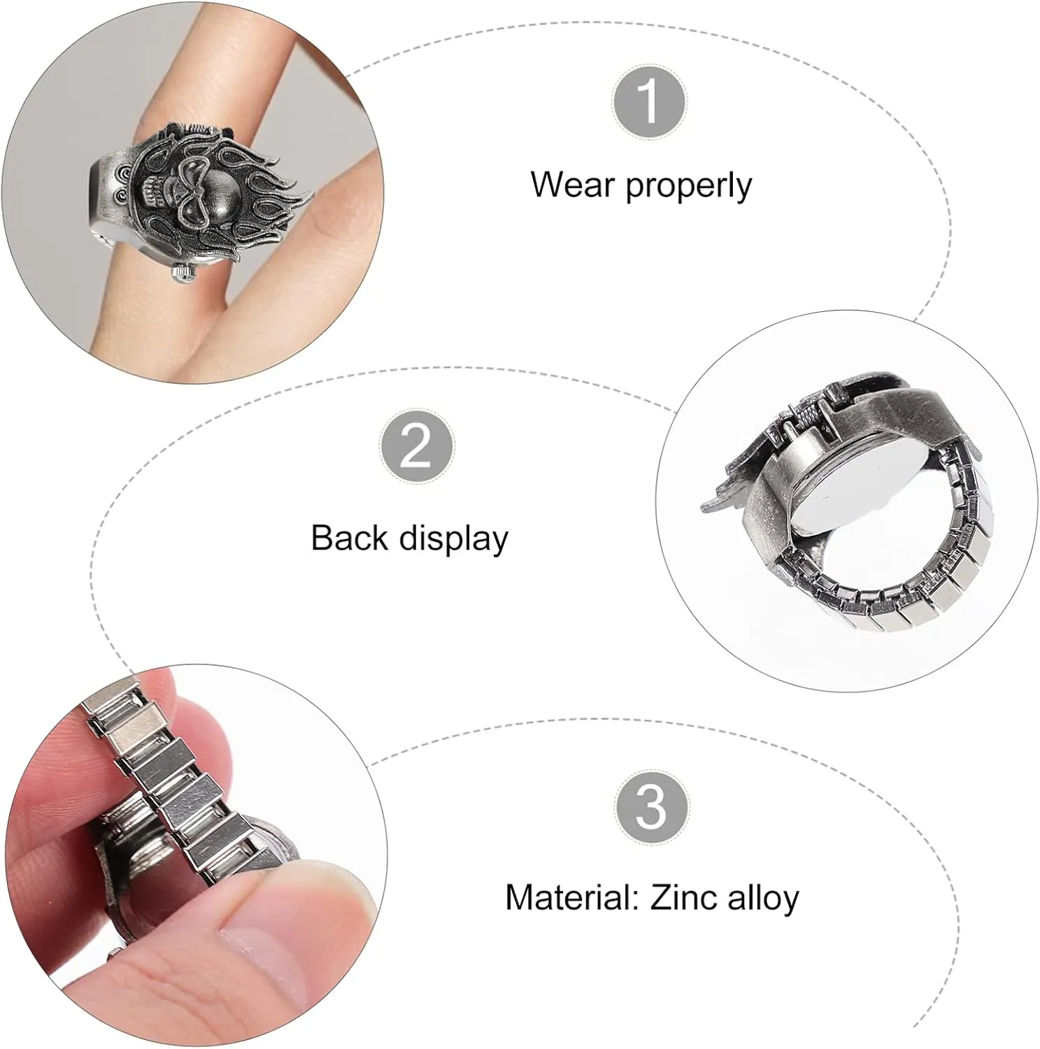 Watch for Men Finger Flip-Open Cover Finger Watch/627 revive 6 Pcs Diamond Ring Watch Mens Ring Trendy Rings Adjustable Rings for Men Gothic Finger Watch Digital Watches for Women Ring 