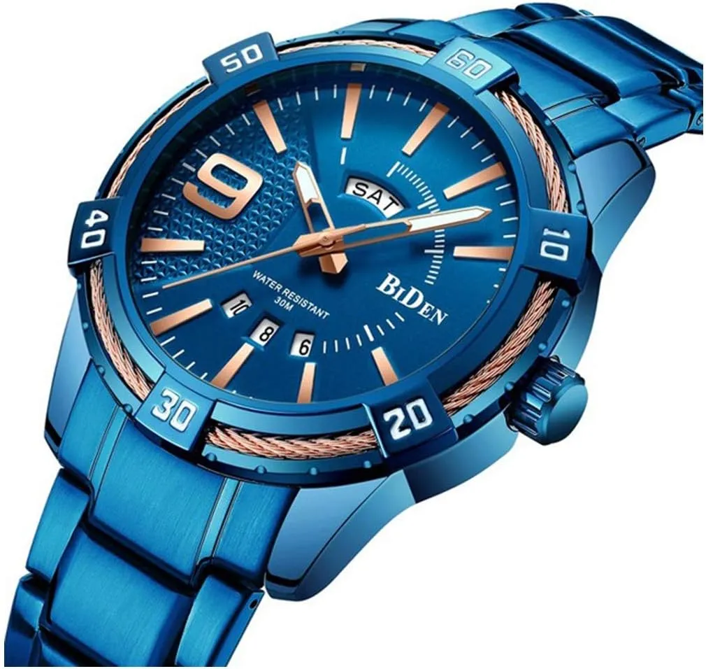 Watch for Men Men's Watch Fashion Casual Classic Waterproof Week destine Date Stainless Steel Analog Quartz Wrist 