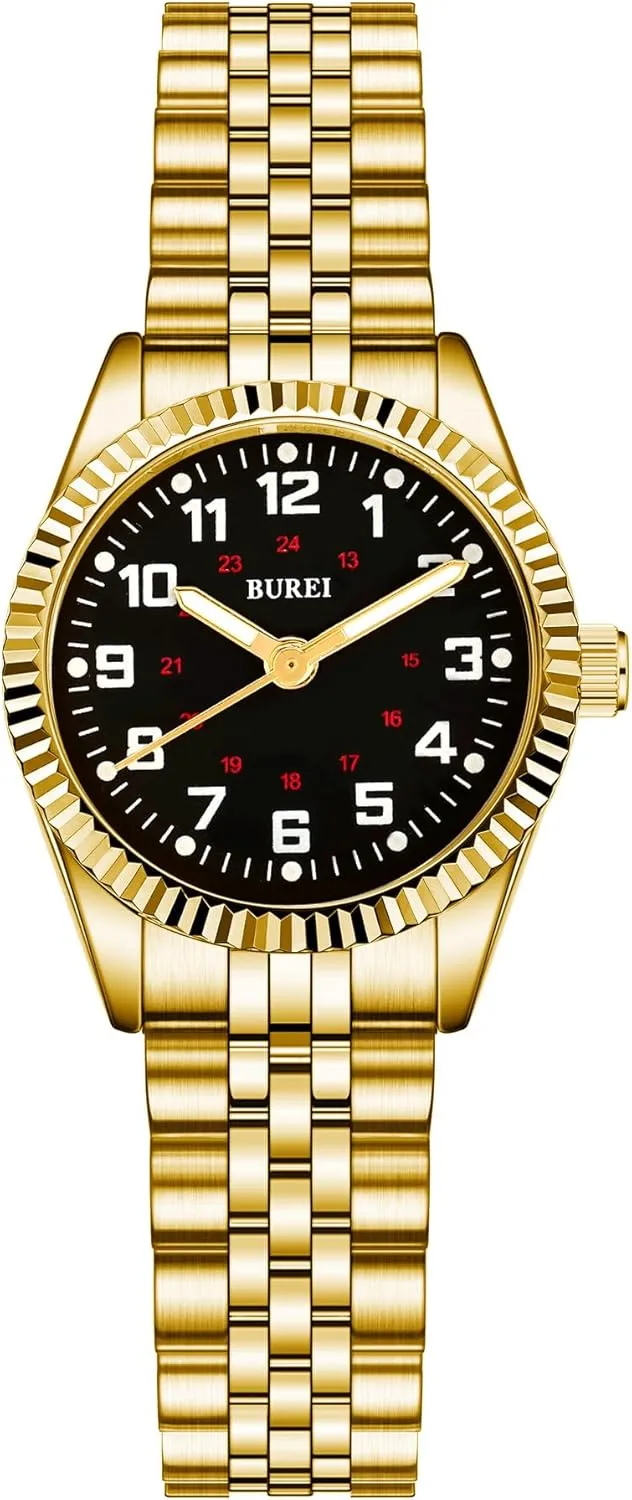 Watch for Women with Stainless Steel Band. BUREI distributor hamper vice flyspeck micronutrient Women's Wrist Watch Easy Read Dial, 24 Hour with Second Hand,Nurse 