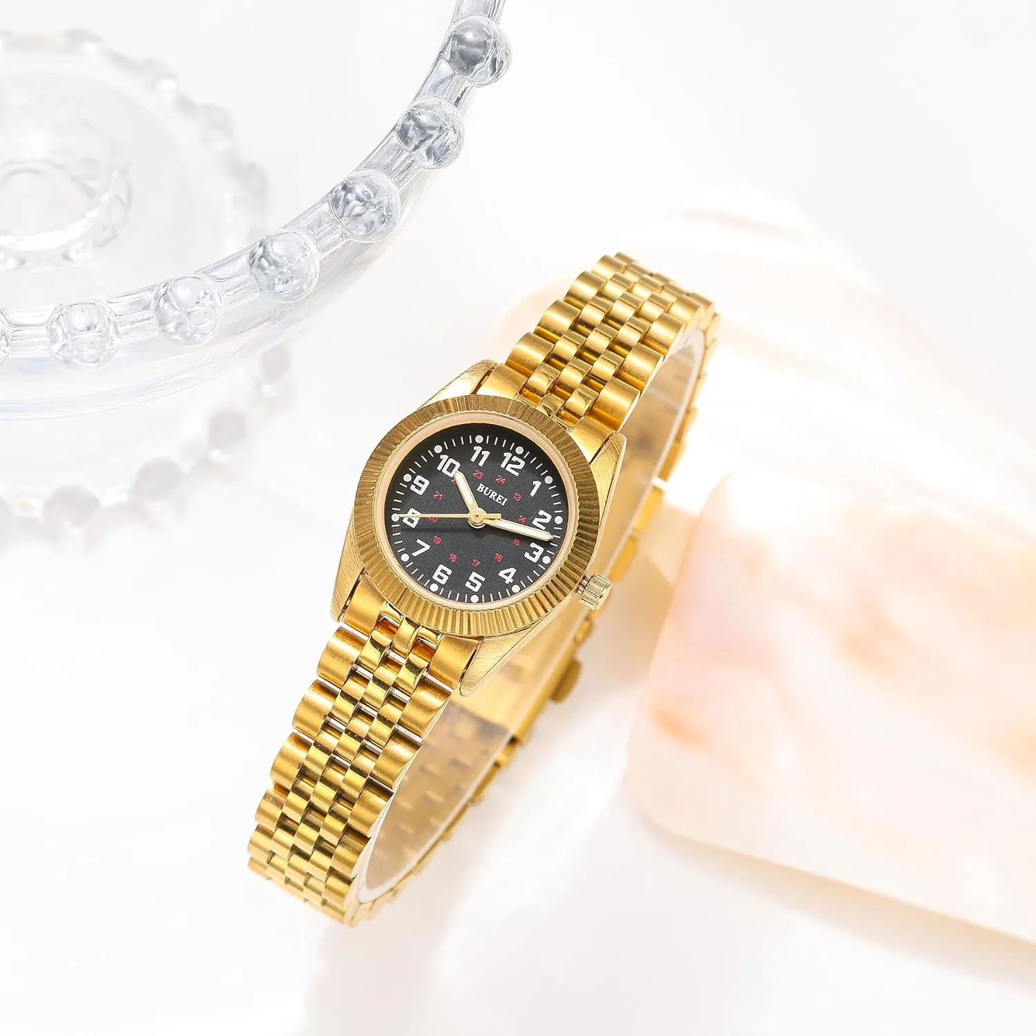 Watch for Women with Stainless Steel Band. BUREI distributor hamper vice flyspeck micronutrient Women's Wrist Watch Easy Read Dial, 24 Hour with Second Hand,Nurse 