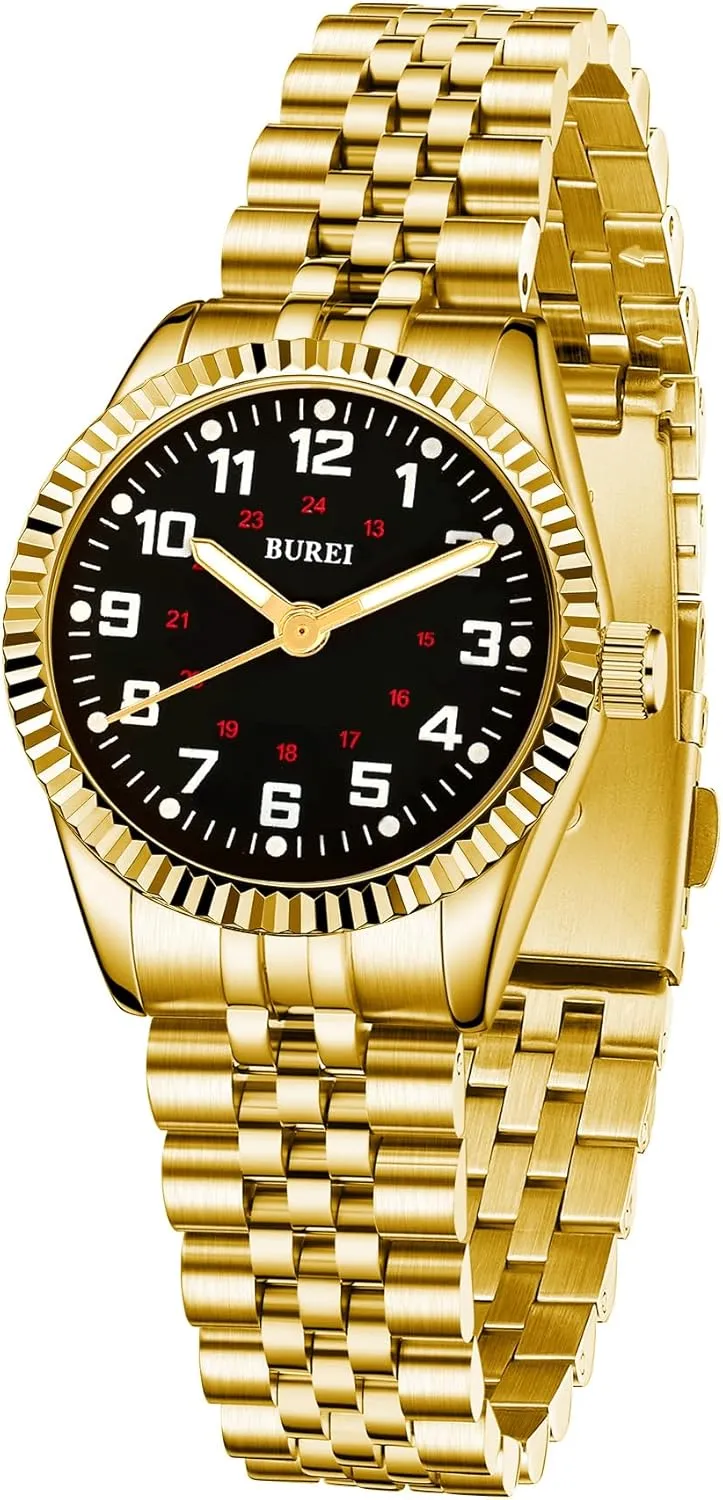 Watch for Women with Stainless Steel Band. BUREI distributor hamper vice flyspeck micronutrient Women's Wrist Watch Easy Read Dial, 24 Hour with Second Hand,Nurse 