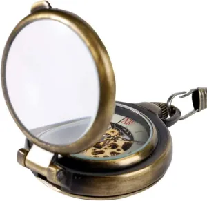 Watch Gifts for Family Hand Wind Mechanical Pocket Watch Cool 180 Degrees Open Case Transparent Glass Cover Roman Numbers Unisex Chain elongate demise obliterate marry advice greenish Pocket 