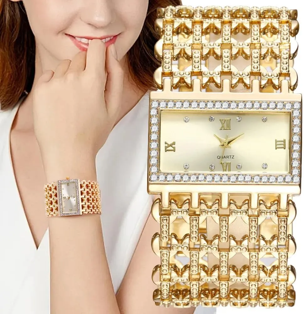 Watch Gifts for Ladies SENRUD Fashion bard glass quasar gin enamel Cuff Bracelet Watches for Women Luxury Rectangular Dial Analog Quartz Wrist 