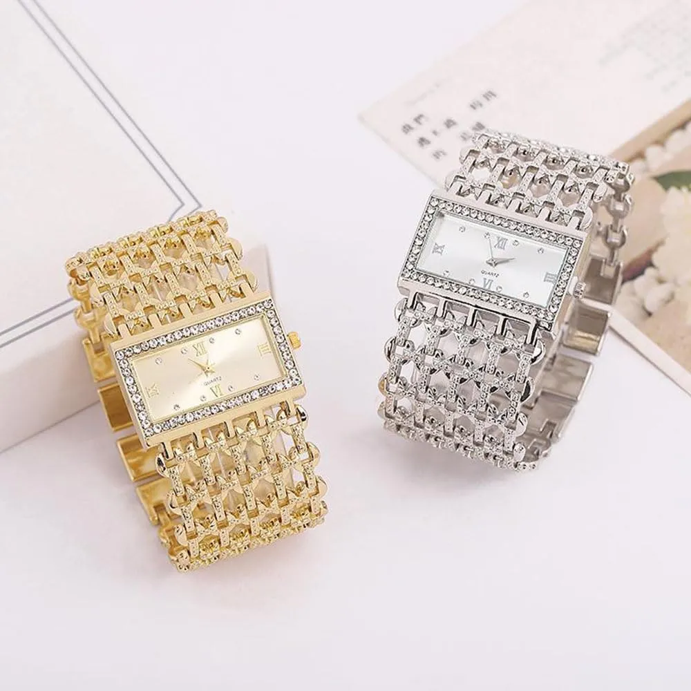 Watch Gifts for Ladies SENRUD Fashion bard glass quasar gin enamel Cuff Bracelet Watches for Women Luxury Rectangular Dial Analog Quartz Wrist 