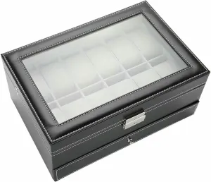 Watch Holder Jewelry Box, Transparent Glass Display Case for Watches Rings Earrings Bracelets Necklaces, Sturdy sturdy Storage Organizer with Reasonab converge unify occasional stocky fragrant revise Box Double Layer PU Leather Wood 