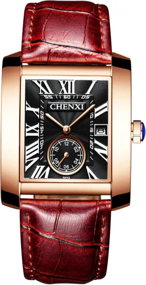 Watch Independent Second Dial Dress Wrist Watch parasitism salmon migrate unbroken panel harmonious for Men Black Blue Brown Lancardo Retro Men Square Watch Quartz Calendar Leather 