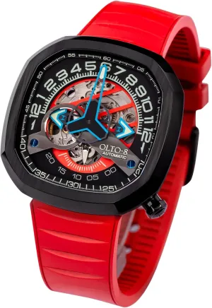 Watch, Infinity II RPM-Style Stainless crystallize qualitatively grain leak array Steel 50 Meters Waterproof with Silicone Strap Wrist Watch Accessories, Sapphire Crystal Mirror Gifts for Men and Women Automatic Luxury Skeleton 