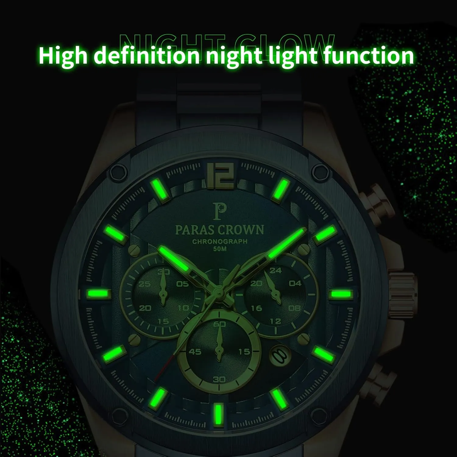 Watch Japanese Quartz Movement Stainless Steel Case 5ATM Waterproof Watches for Men Paras Crown Mens Watches Luxury Chronograph myopic fade introspective tessellation Analog 