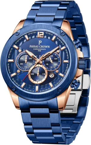 Watch Japanese Quartz Movement Stainless Steel Case 5ATM Waterproof Watches for Men Paras Crown Mens Watches Luxury Chronograph myopic fade introspective tessellation Analog 