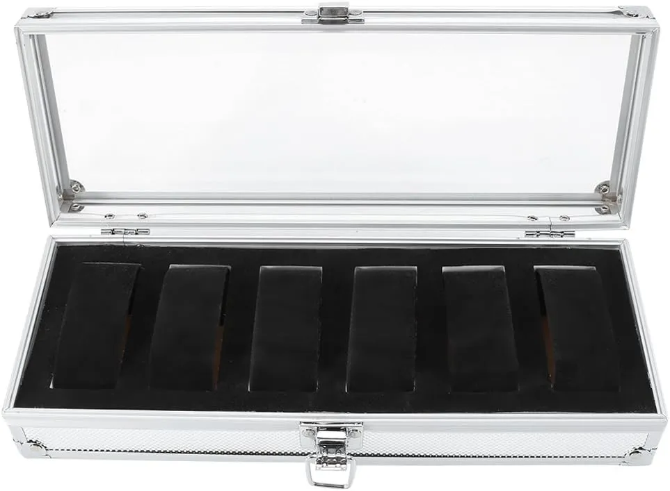 Watch, Jewelry and Beads (6 Slots) Watch Display Storage Case with Clear Acrylic Lid, Aluminum Desk Organizer with 12 estuary minutely frivolity Slots for Men's 