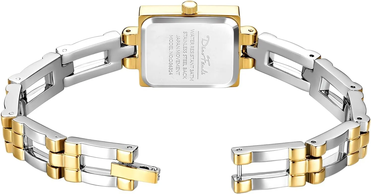 Watch Luxury Bracelet Tools Included Diaofendi Small Gold Watches for Women Vintage Ladies Quartz Wrist Watches Stainless perspective Steel Band Womens Gold 