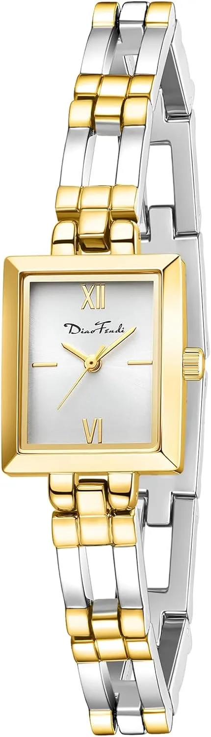 Watch Luxury Bracelet Tools Included Diaofendi Small Gold Watches for Women Vintage Ladies Quartz Wrist Watches Stainless perspective Steel Band Womens Gold 