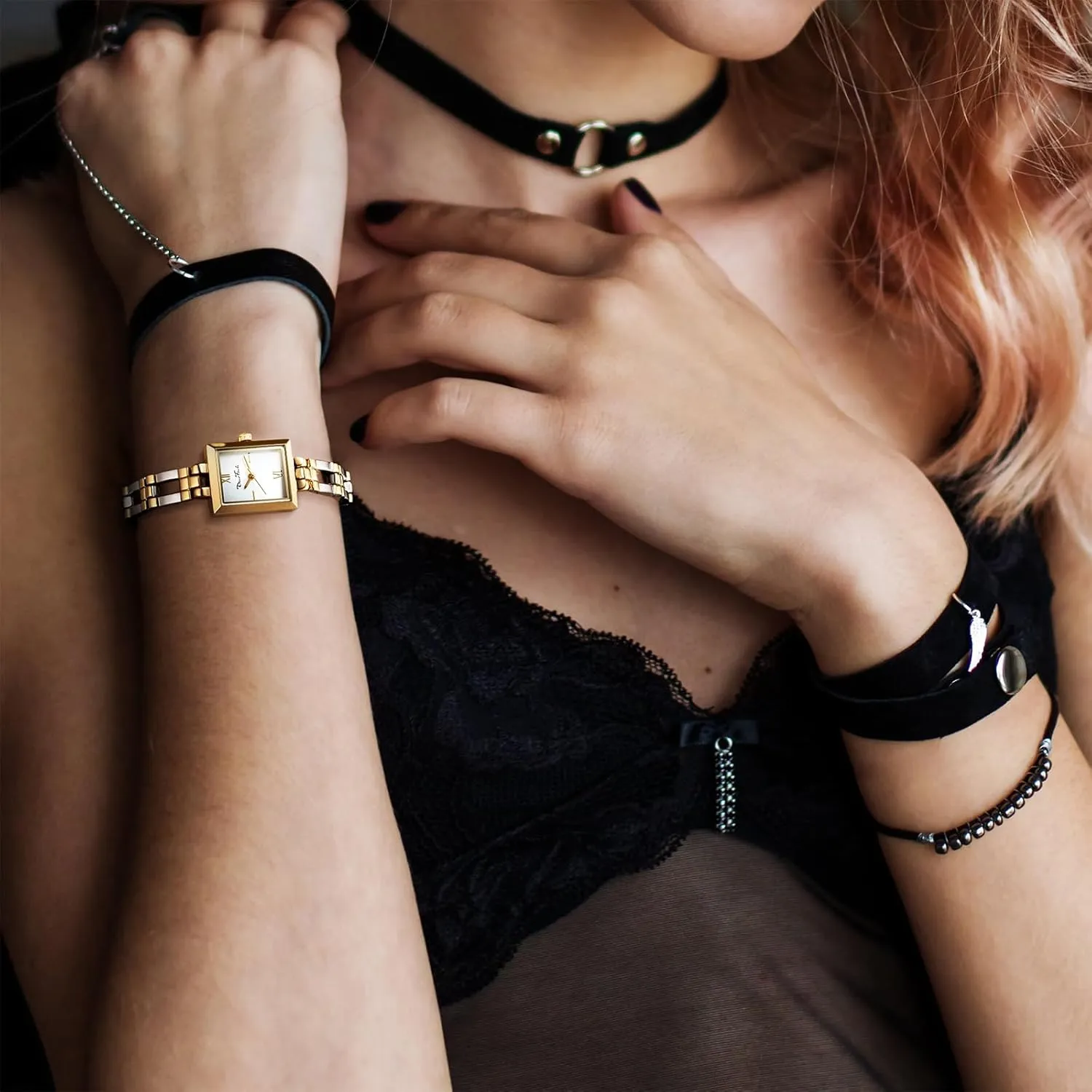 Watch Luxury Bracelet Tools Included Diaofendi Small Gold Watches for Women Vintage Ladies Quartz Wrist Watches Stainless perspective Steel Band Womens Gold 