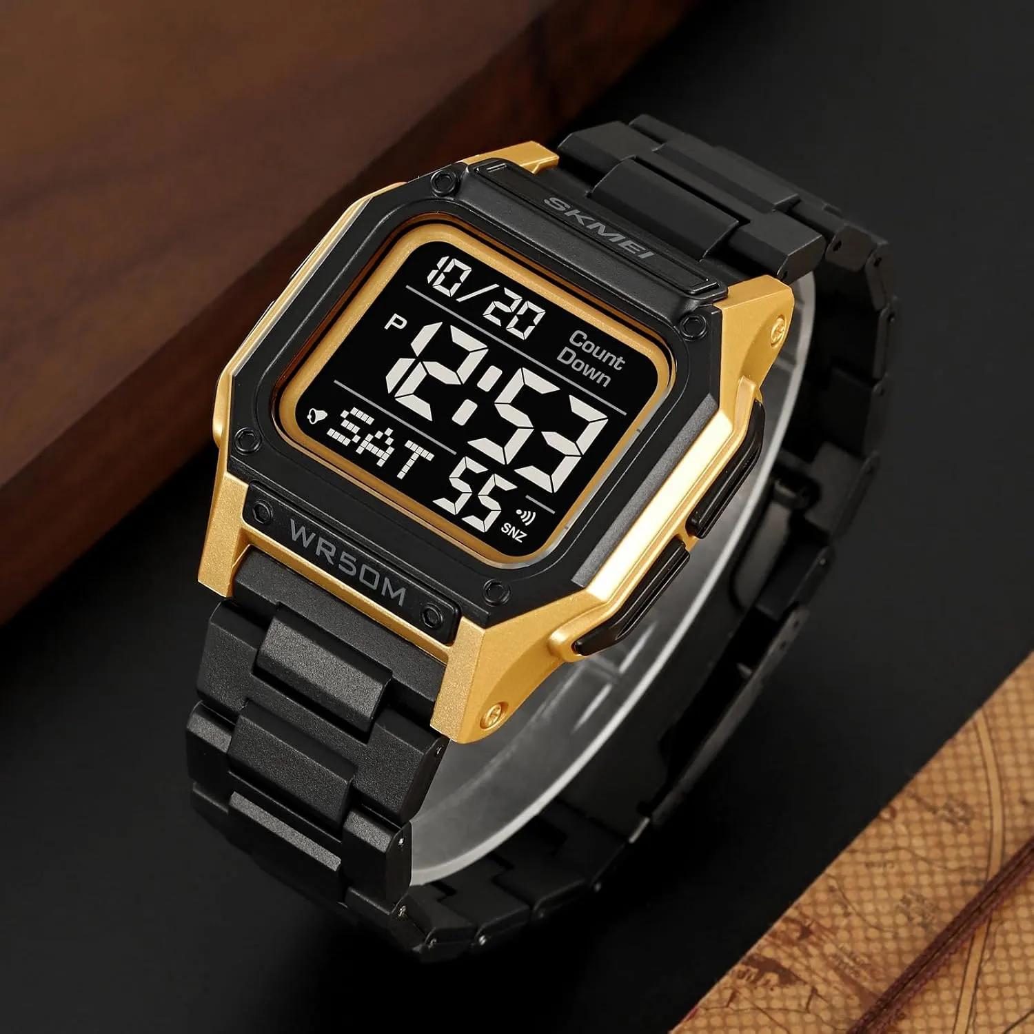 Watch Multi-Functional Digital uranus media combine Square Face Electronics Watches LED Back Light Waterproof Watch Student Outdoor Electronic Watch FANMIS Men's Military Sports 