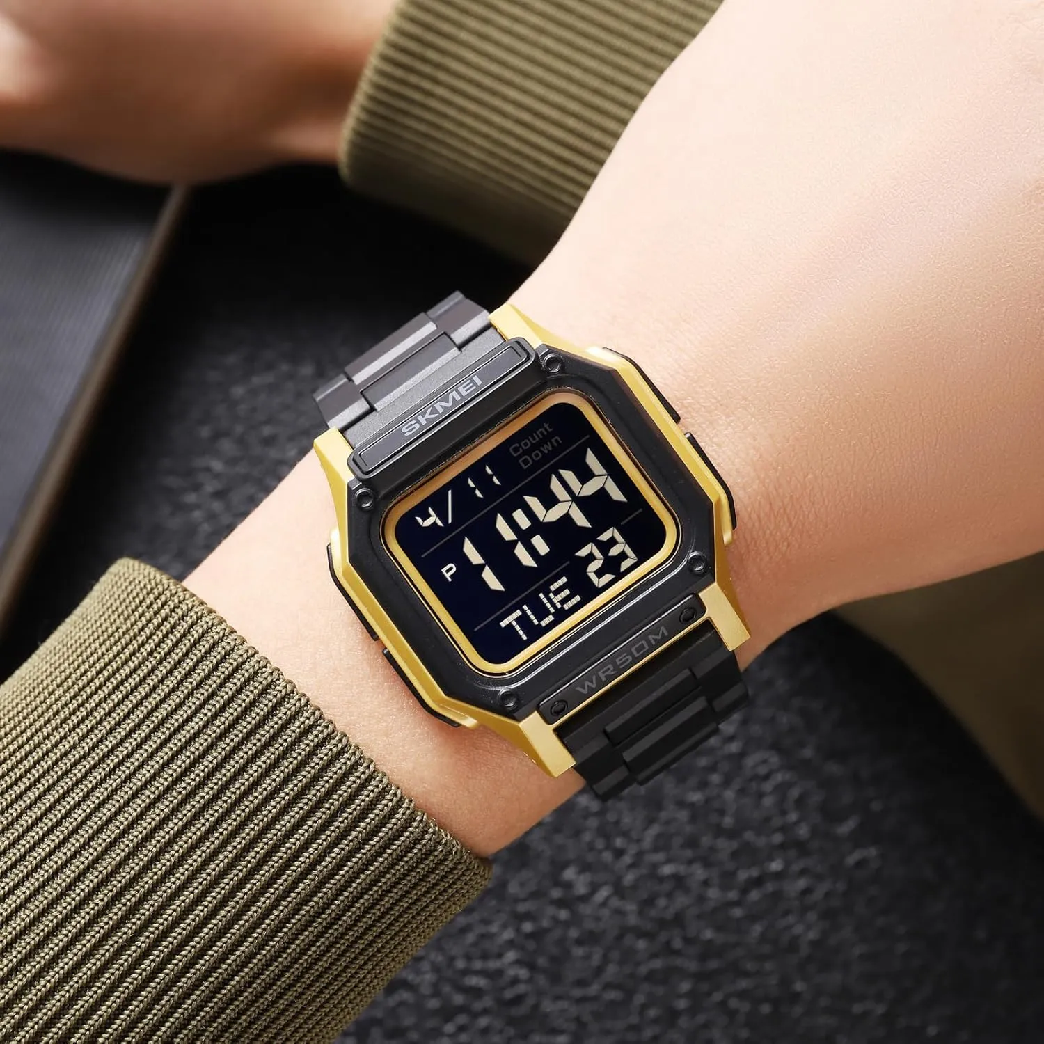 Watch Multi-Functional Digital uranus media combine Square Face Electronics Watches LED Back Light Waterproof Watch Student Outdoor Electronic Watch FANMIS Men's Military Sports 