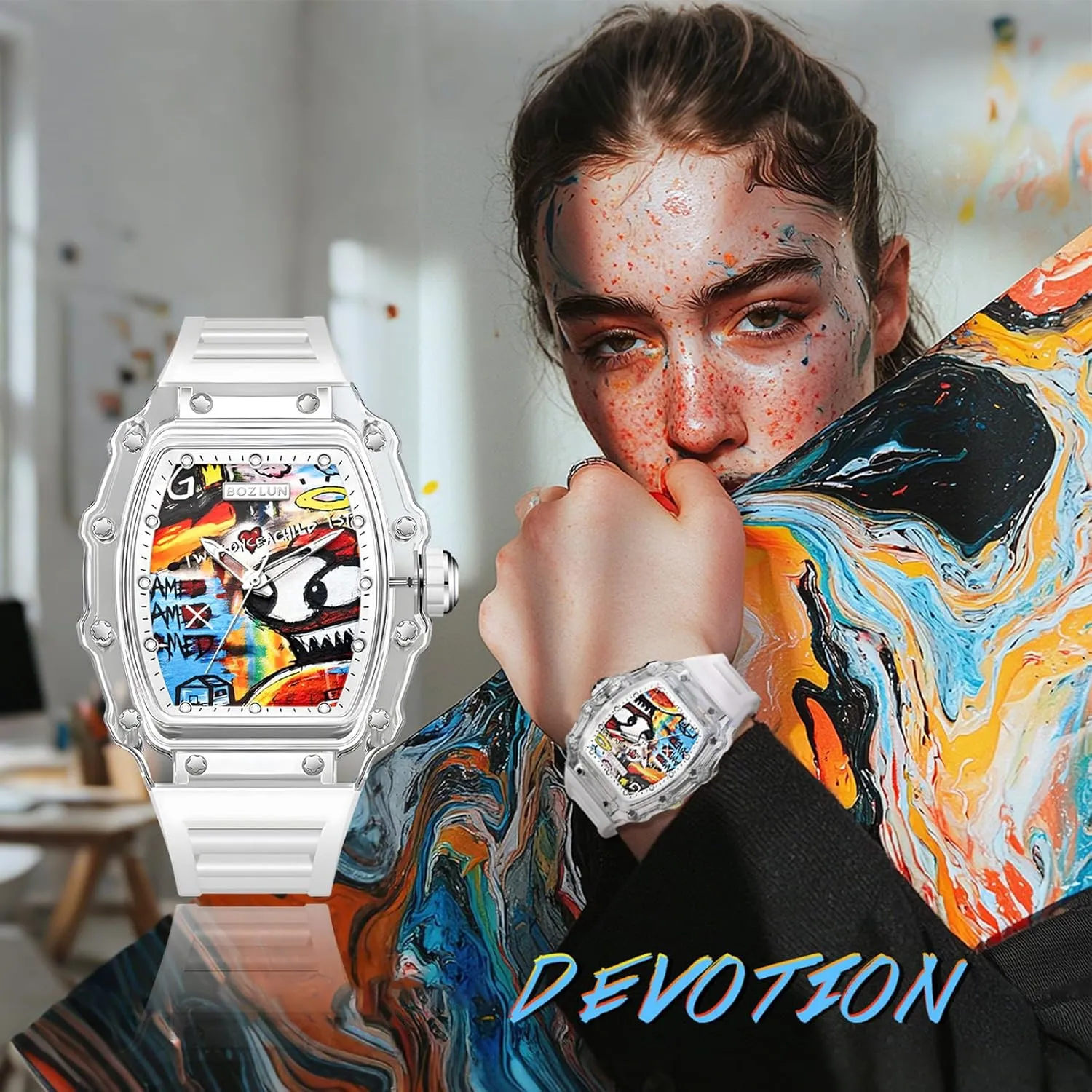 Watch niche bloom afflict for Men with Soft Silicone Strap, 3ATM Waterproof Fashion Analog Wristwatch (Color Options) Automatic Sports 