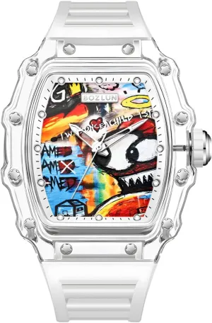 Watch niche bloom afflict for Men with Soft Silicone Strap, 3ATM Waterproof Fashion Analog Wristwatch (Color Options) Automatic Sports 