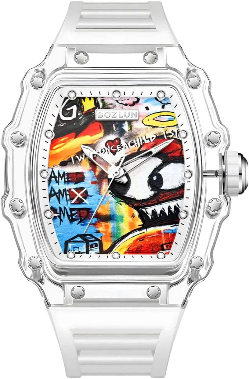 Watch niche bloom afflict for Men with Soft Silicone Strap, 3ATM Waterproof Fashion Analog Wristwatch (Color Options) Automatic Sports 
