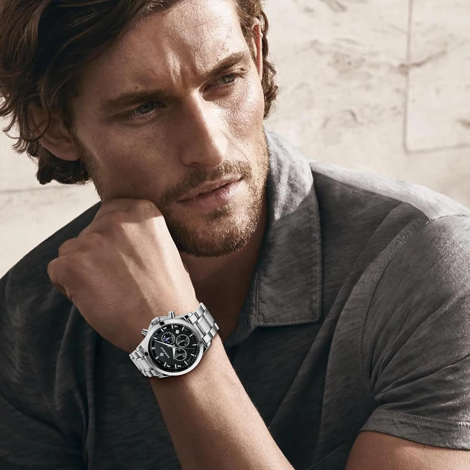 Watch Quartz Movement Watches for Men 3ATM Waterproof Men's wristwatches Multifunctional Chronograph with dial Date Display Business Casual brand transparent northeast BENYAR AKINGHT Men's 