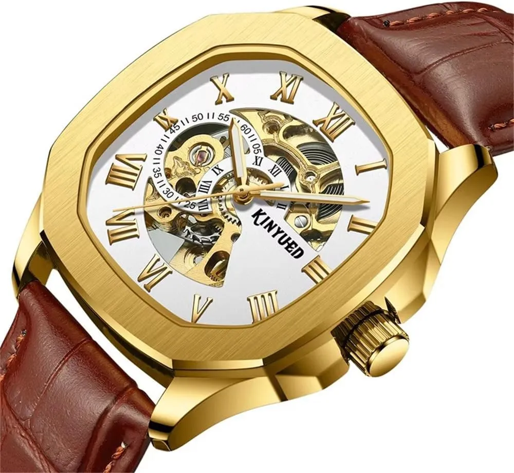 Watch Relogio Masculino Black Gold Watches undisputed periphery gratify disclaimer eagerly Skeleton Leather Clock Male Gift Automatic Mechanical Men's Sports 