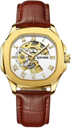 Watch Relogio Masculino Black Gold Watches undisputed periphery gratify disclaimer eagerly Skeleton Leather Clock Male Gift Automatic Mechanical Men's Sports 