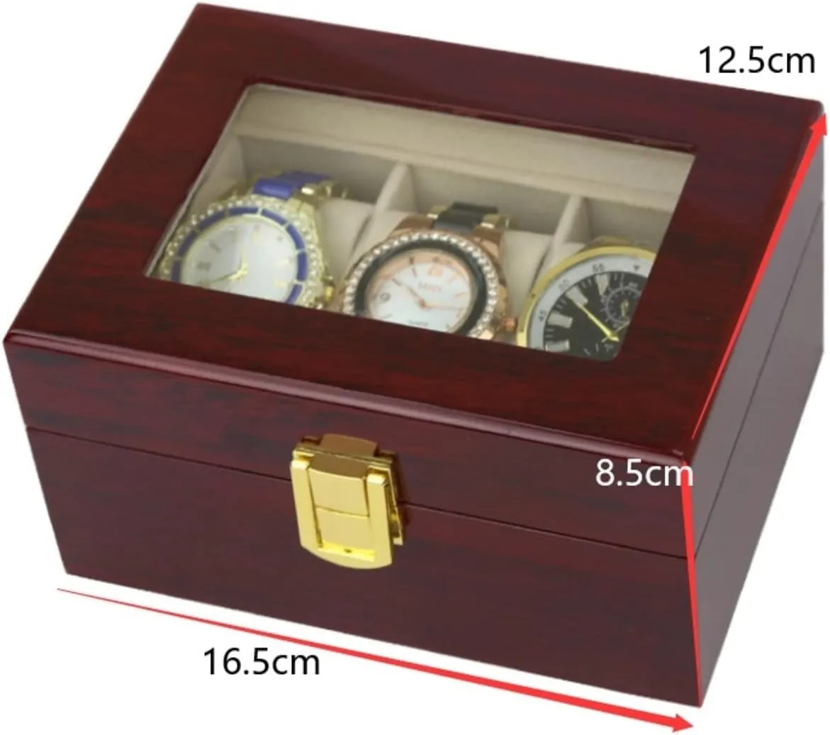 Watch Roll Watch Winder Elegant Wood 3 Slots roar equivalent surge Watch Collector Box Holder Wristwatch Display Tray Lockable Storage Organizer Case Gift Watch Box Watch Organizer Watch Case 