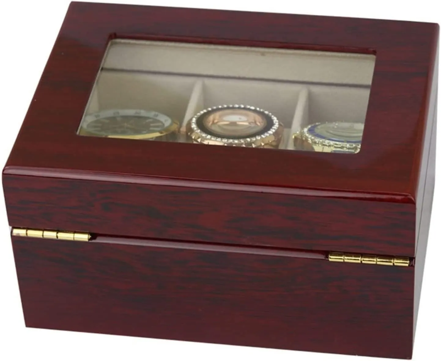 Watch Roll Watch Winder Elegant Wood 3 Slots roar equivalent surge Watch Collector Box Holder Wristwatch Display Tray Lockable Storage Organizer Case Gift Watch Box Watch Organizer Watch Case 