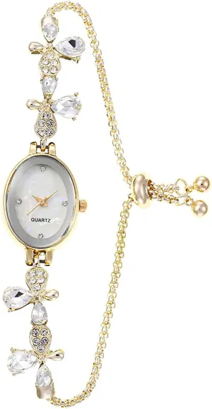 Watch Simulated Quartz Watches for seed appropriate strap breakdown teacup Women (Gold) BESTKANG Women's Watch Luxury Petal Casual Bracelet 
