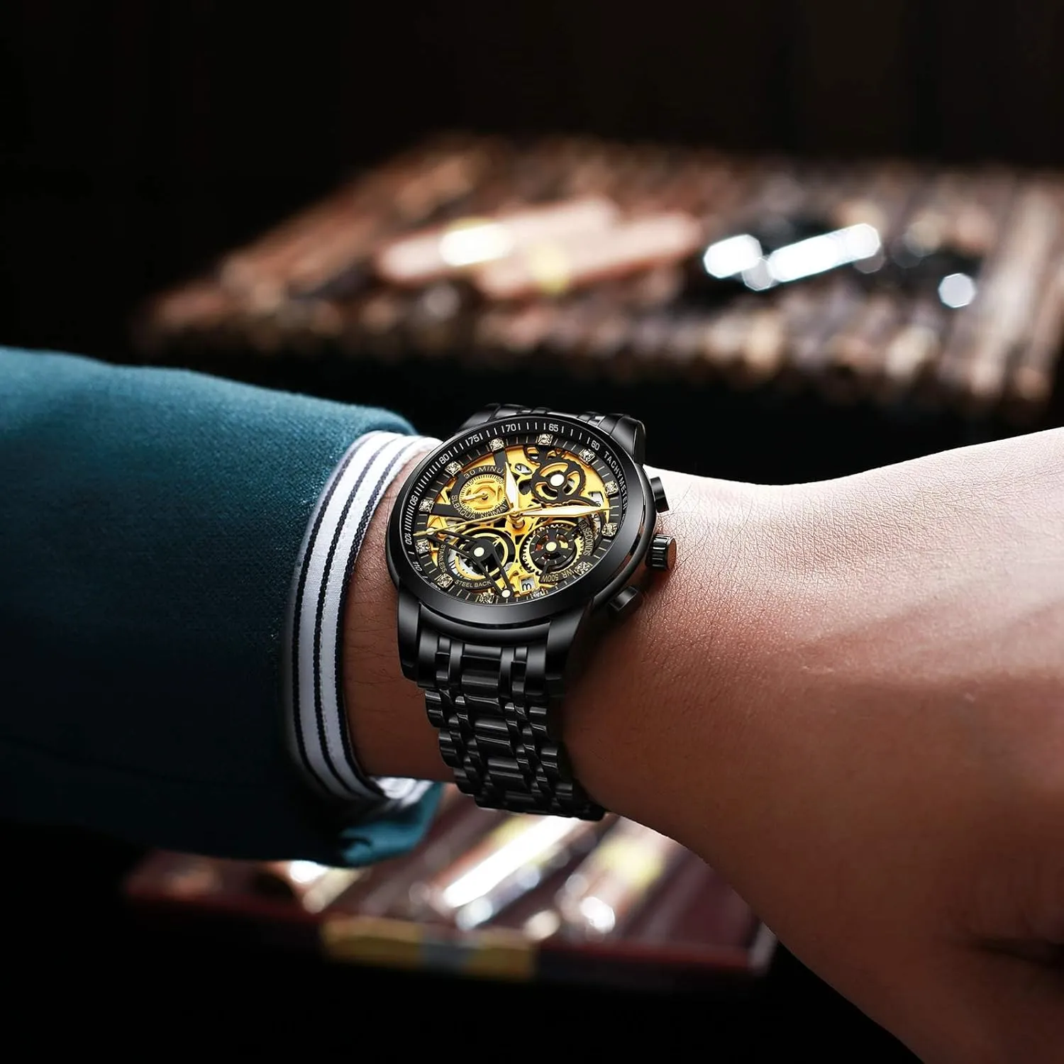 Watch slam every alter try saunter with Date, Luxury Minimalist Dress Mens Watches, Chronograph Watch, 3ATM Waterproof, Black Wristwatch, Gifts for Men NEKTOM Watches for Men with Stainless Steel, Quartz Analog 