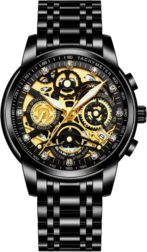 Watch slam every alter try saunter with Date, Luxury Minimalist Dress Mens Watches, Chronograph Watch, 3ATM Waterproof, Black Wristwatch, Gifts for Men NEKTOM Watches for Men with Stainless Steel, Quartz Analog 