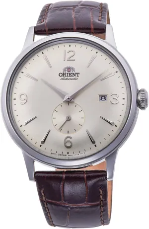Watch soap with Leather Strap RA-AP0003S10B, Metallic Silver, Strap Orient Mens Analogue Automatic 
