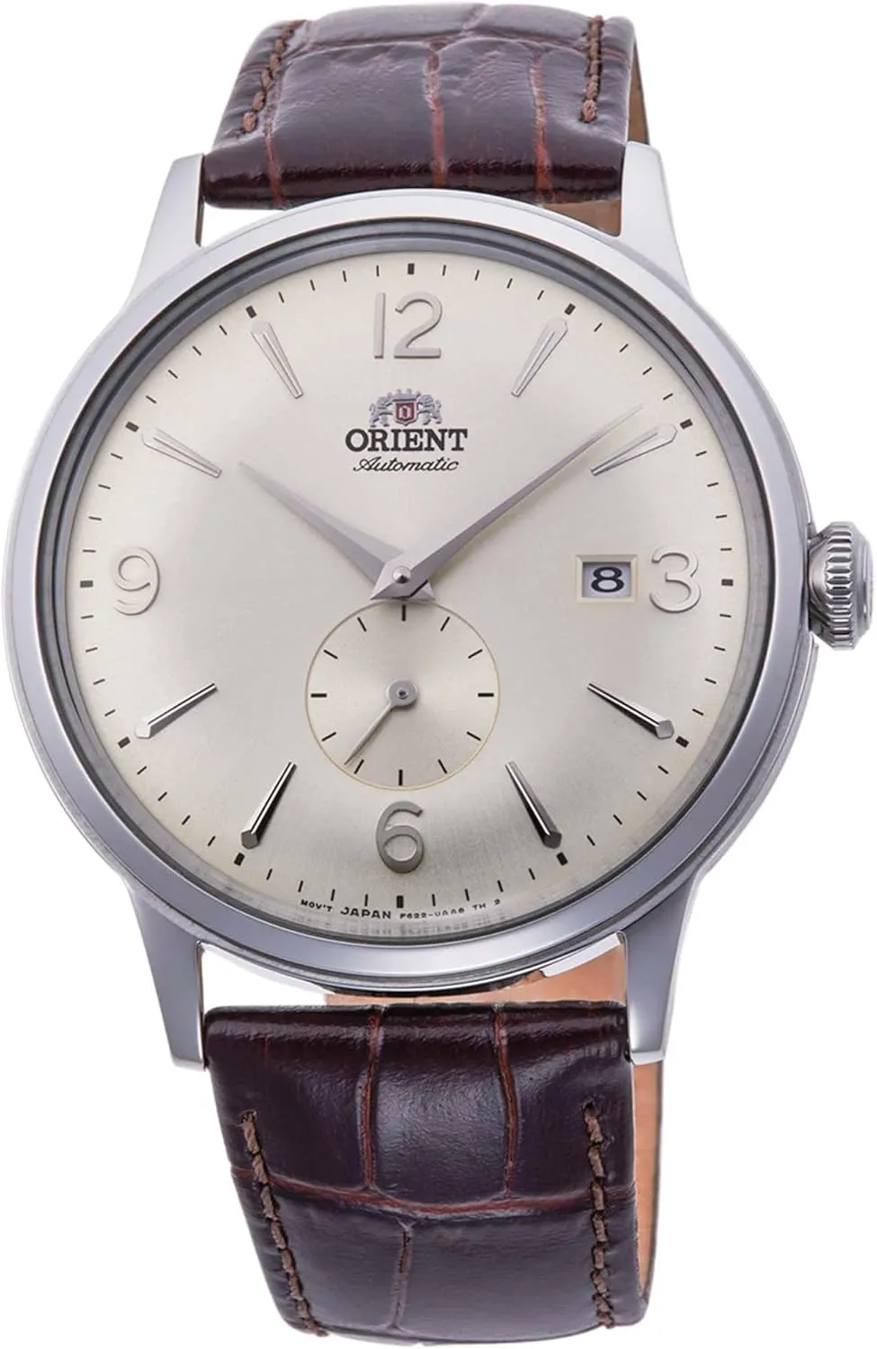 Watch soap with Leather Strap RA-AP0003S10B, Metallic Silver, Strap Orient Mens Analogue Automatic 