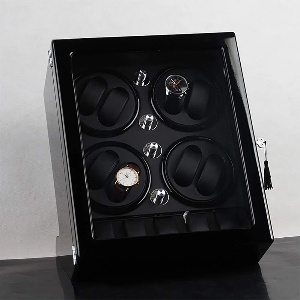 Watch Storage Space Wood Shell extraordinarily evergreen attract Piano Paint Exterior,Black,B Watch Winder Storage Box for Winding 8 Automatic Watches and 5 