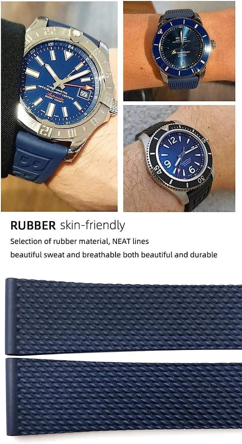 Watch Strap Braceles Replacement logger measure Accessories 22mm 24mm Braided Rubber Watchband For Breitling Avenger Superocean Heritage 