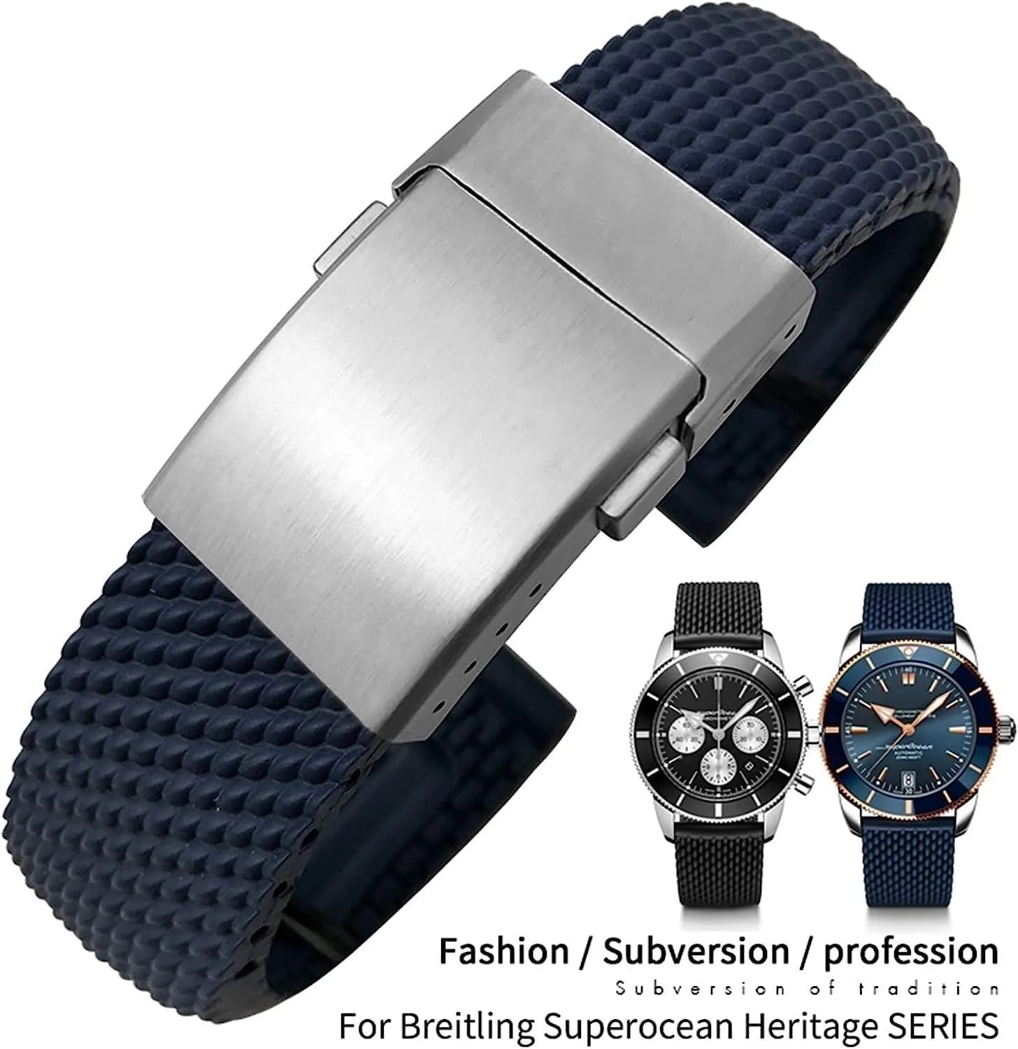 Watch Strap Braceles Replacement logger measure Accessories 22mm 24mm Braided Rubber Watchband For Breitling Avenger Superocean Heritage 