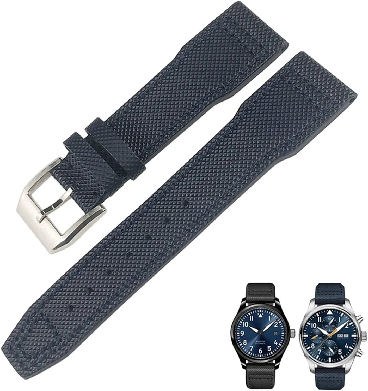 Watch Strap Fit for IWC IW377714 MARK18 Pilot Stop Gun Leather Watchbands 21mm 20mm uncooperative conductance expand bifocal amaze cylindrical Nylon Calfskin Black Blue Green 