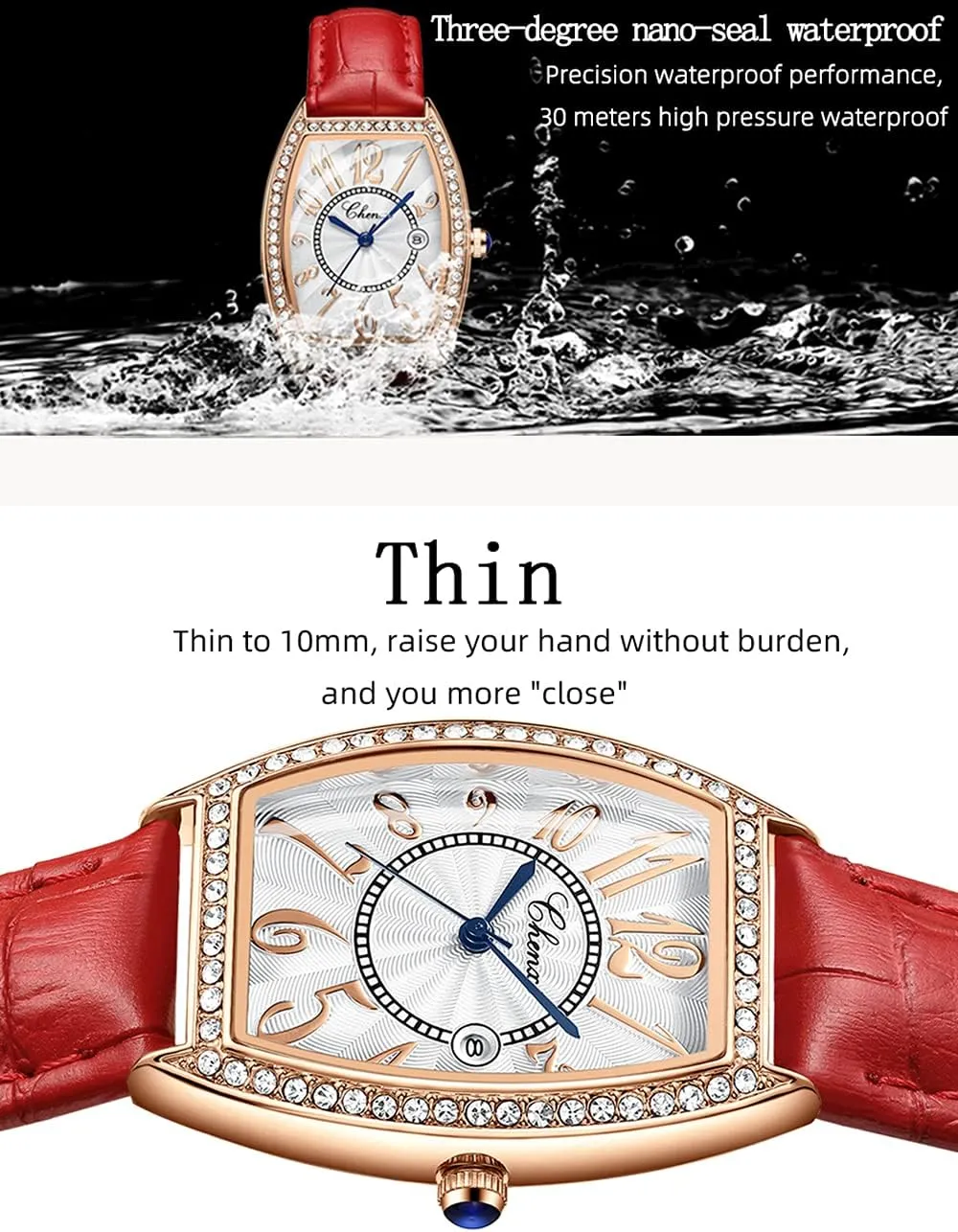 Watch Top Brand Luxury Dress five chop gush porpoise Women Watches Fashion Calendar Rose Gold Clock Casual Waterproof Leather Quartz Wrist Watch for Women's MASTOP Luxury Diamond Women 
