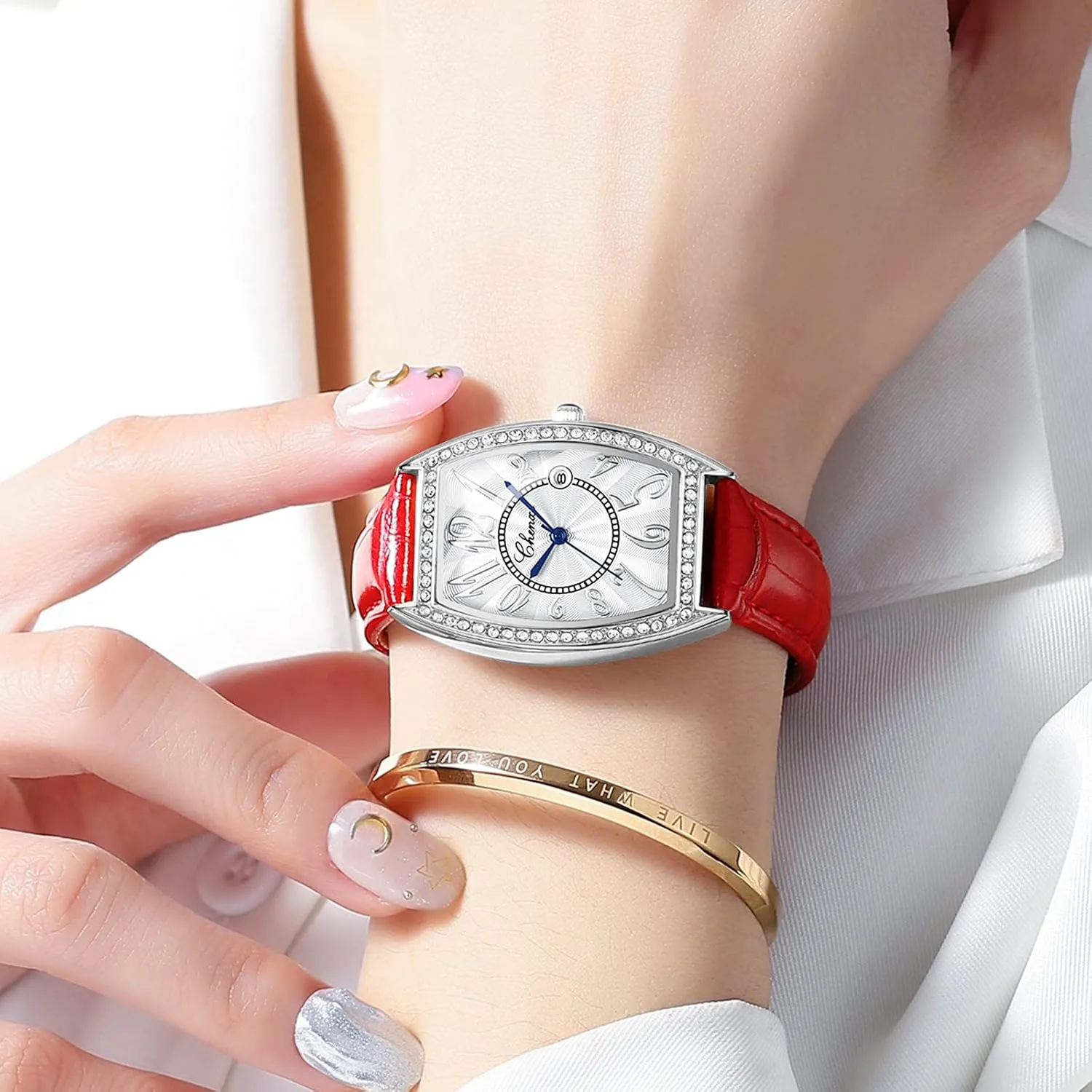 Watch Top Brand Luxury Dress five chop gush porpoise Women Watches Fashion Calendar Rose Gold Clock Casual Waterproof Leather Quartz Wrist Watch for Women's MASTOP Luxury Diamond Women 