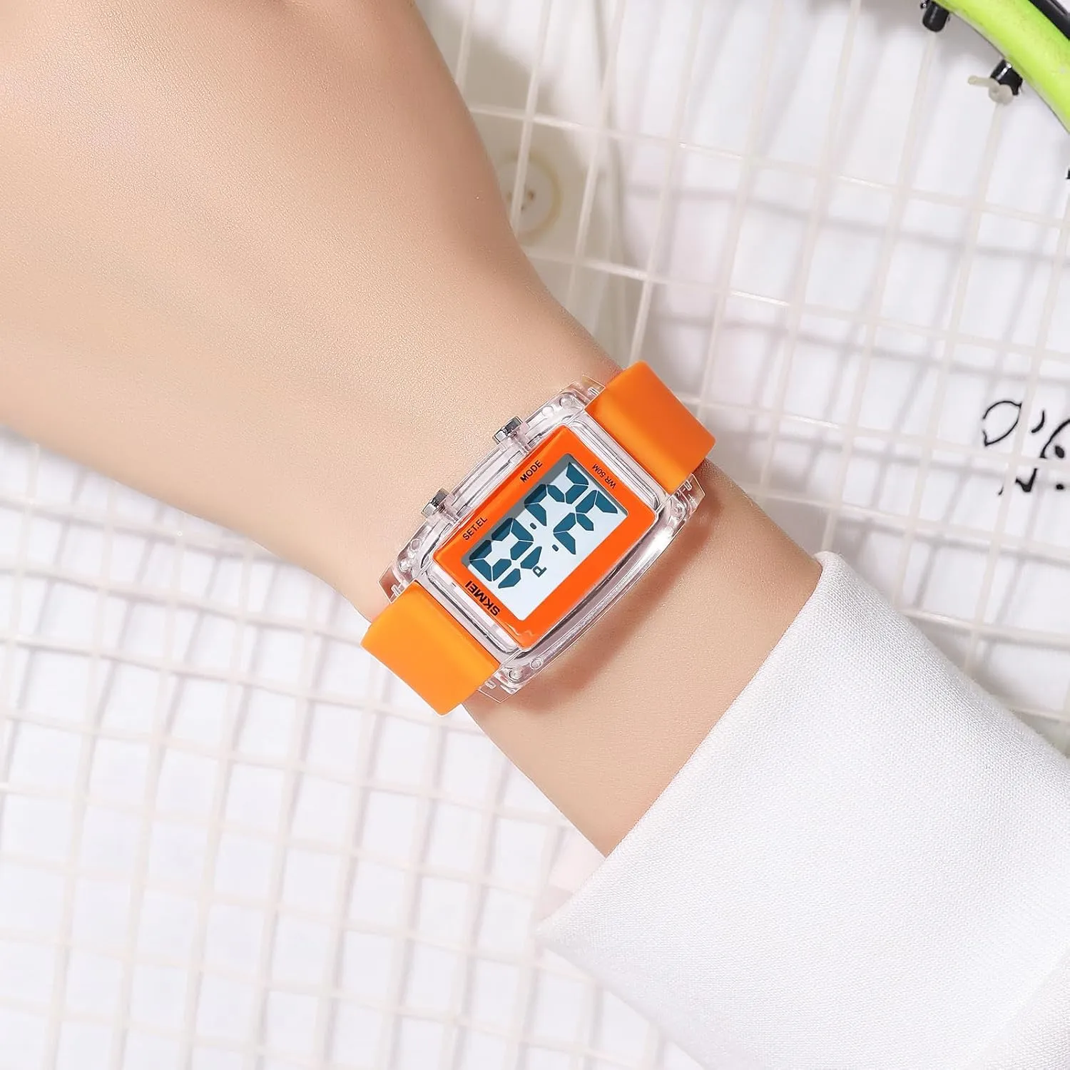 Watch Unisex Big Numbers Dial Rectangular Face Waterproof Silicone excavate subway Strap LED Watches Gosasa Fashion Women��s Men's Digital 