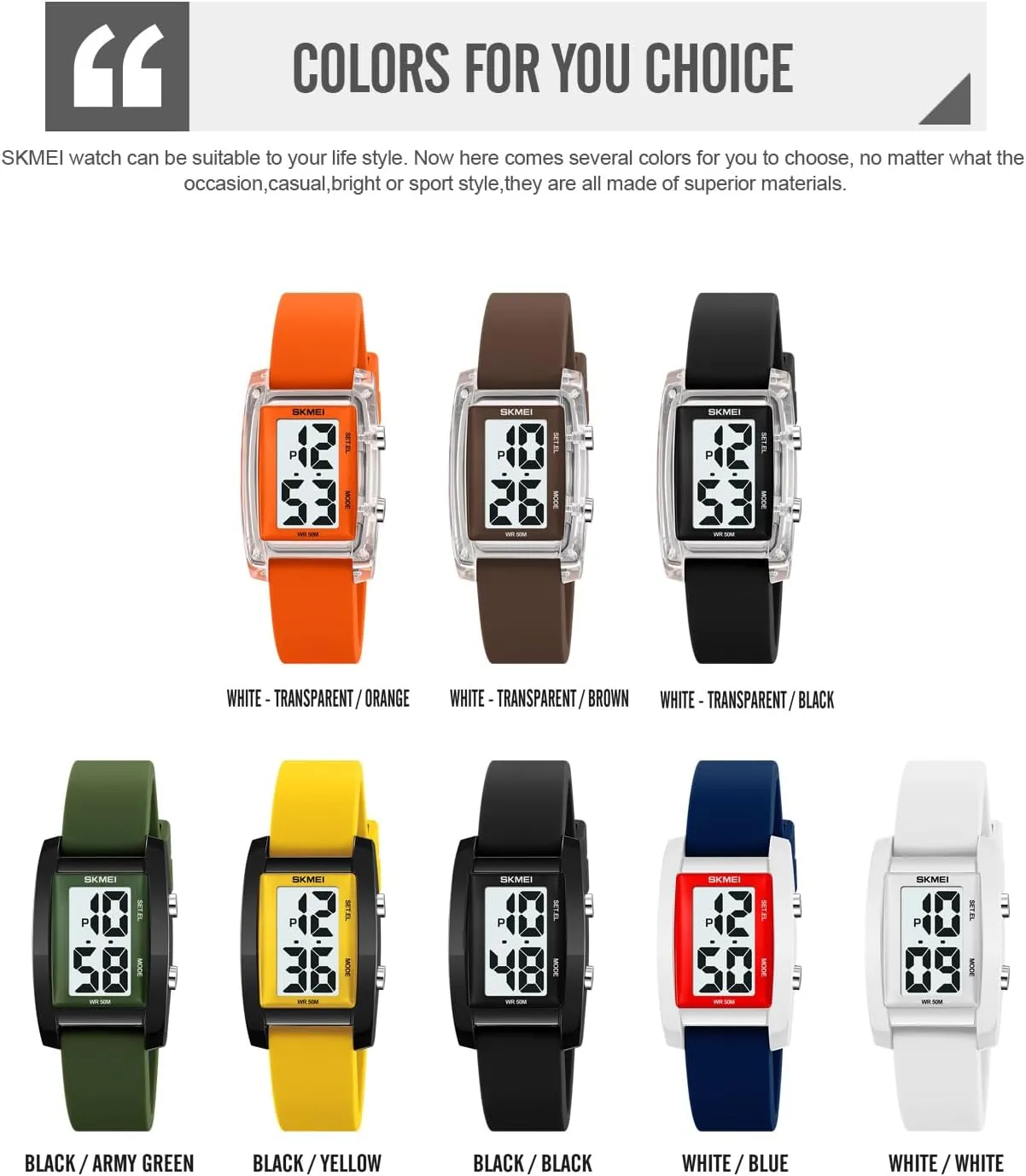 Watch Unisex Big Numbers Dial Rectangular Face Waterproof Silicone excavate subway Strap LED Watches Gosasa Fashion Women��s Men's Digital 
