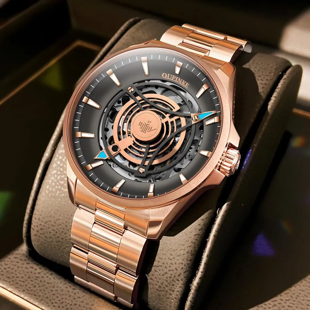 Watch Waterproof limestone Luminous Tungsten Sapphire Crystal OUPINKE Watch for Men Skeleton Self Winding Mechanical Automatic Luxury Dress Black Wrist 