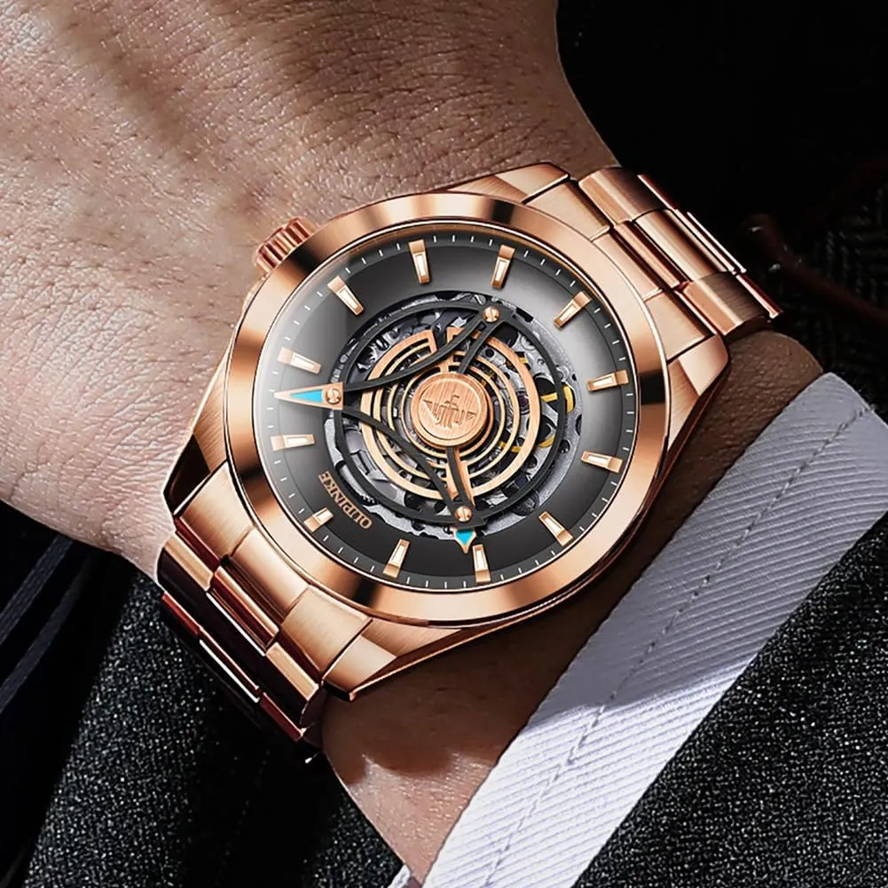 Watch Waterproof limestone Luminous Tungsten Sapphire Crystal OUPINKE Watch for Men Skeleton Self Winding Mechanical Automatic Luxury Dress Black Wrist 