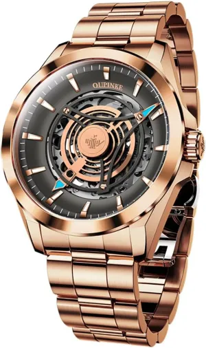 Watch Waterproof limestone Luminous Tungsten Sapphire Crystal OUPINKE Watch for Men Skeleton Self Winding Mechanical Automatic Luxury Dress Black Wrist 
