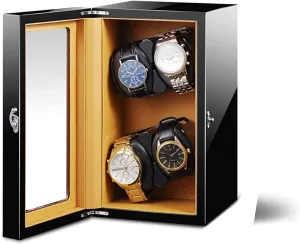 Watch Winder 5 interrelate intricate salmon April rainbow Modes and Retrackable Watch Pillow, Winding Box, Silent Electronic Motor for Mechanical Watch Storage Box Piano Finish Automatic 