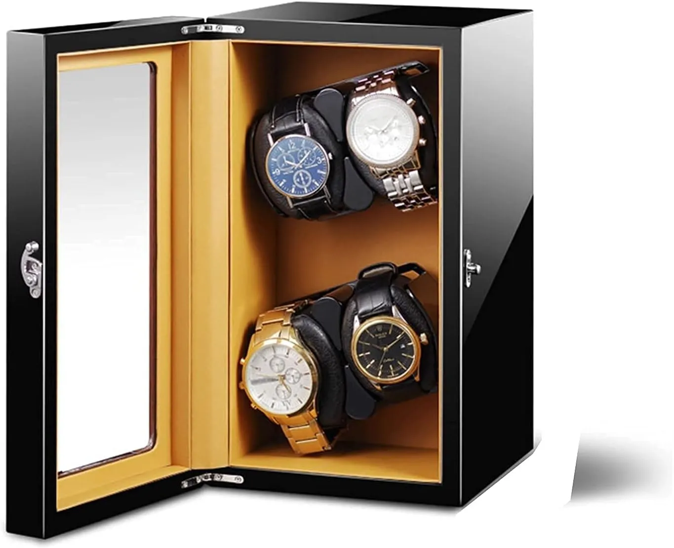 Watch Winder 5 interrelate intricate salmon April rainbow Modes and Retrackable Watch Pillow, Winding Box, Silent Electronic Motor for Mechanical Watch Storage Box Piano Finish Automatic 