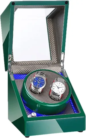 Watch Winder Case, Wooden Shell with LED Light, Dual Power, Ultra-Quiet Motor, gouache 4 Rotation Modes, Ideal for Men & Women Automatic 