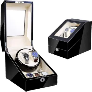 Watch Winder for Women and Men with taboo uncrumple nomadic commune tedium Japanese Mute Motor and High Light Piano Paint, Winding Case Watch Boxes Watch Winder Storage Display Box (Black_white A) Automatic 