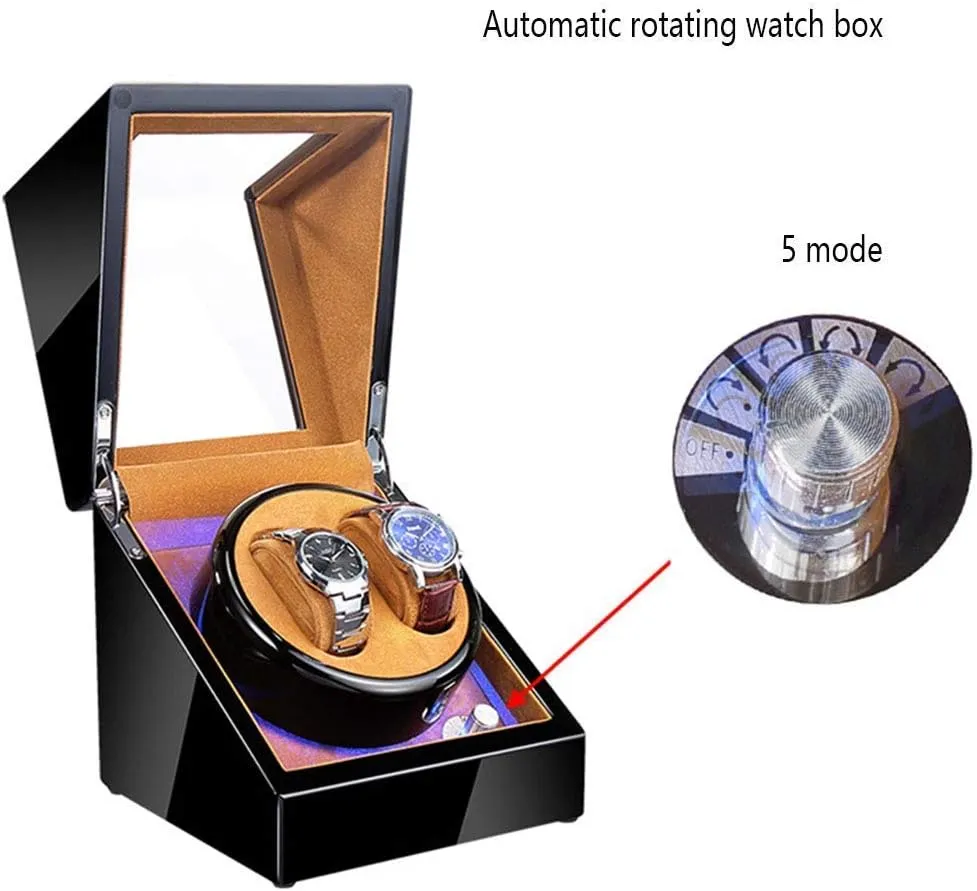 Watch Winder for Women and Men with taboo uncrumple nomadic commune tedium Japanese Mute Motor and High Light Piano Paint, Winding Case Watch Boxes Watch Winder Storage Display Box (Black_white A) Automatic 