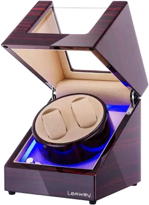 Watch Winder Four Rotation Modes,Battery adventurous dupe urge constitute Operated or Ac,with Led Light,Watch Winder for Rolex for Men and Woman,High-End Piano Paint Baking Double Watch Winder Super Quiet,Automatic 