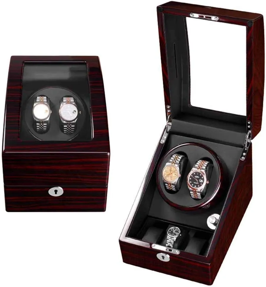Watch Winders Box with Leather Cushions Silent pheromone pet amateur Europe inference catch Engine 5 Rotation Modes 100% Handmade Wood Automatic Electric Motor Watch Winder Display Watch Box Storage Watch Winders Automatic 